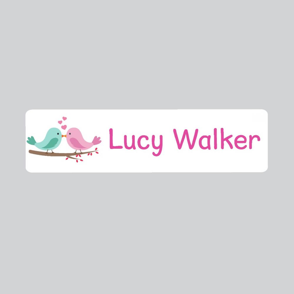 25 x Personalised Iron-on Name Labels - Love birds