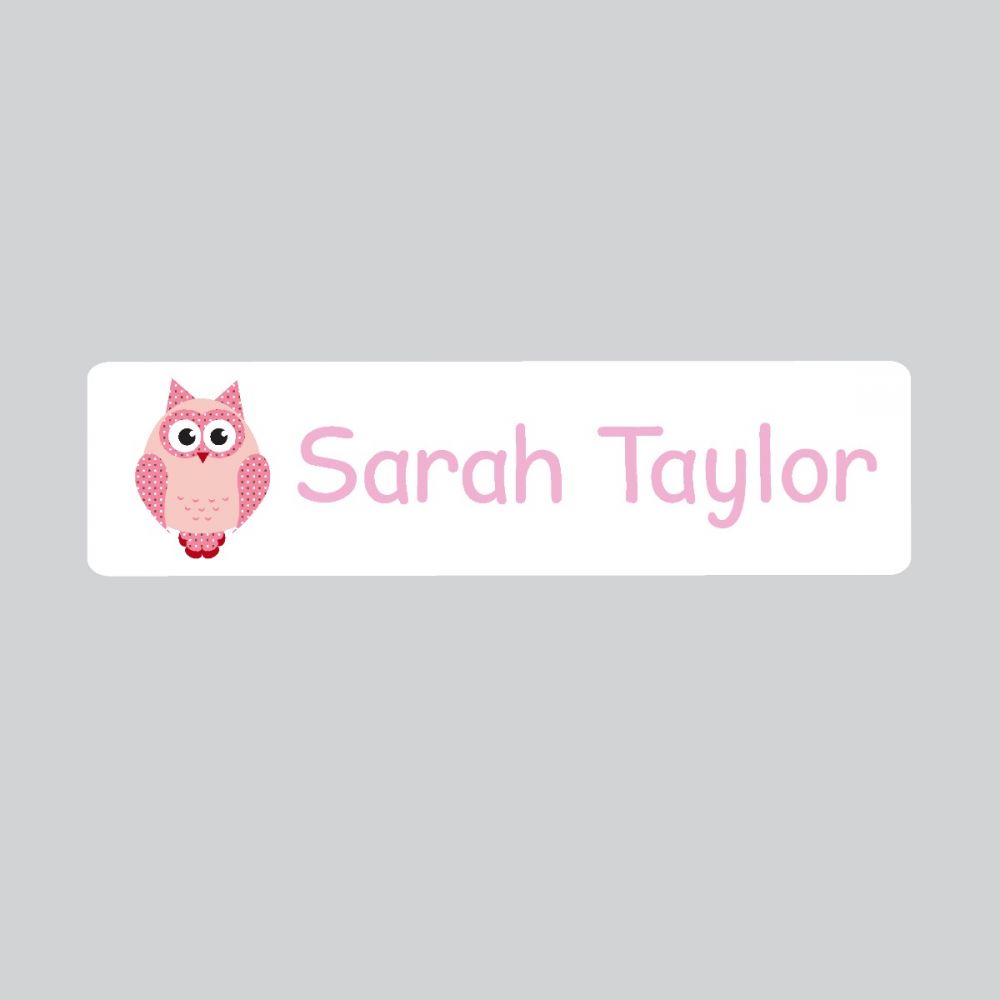 25 x Personalised Iron-on Name Labels - Owl_Tall876#