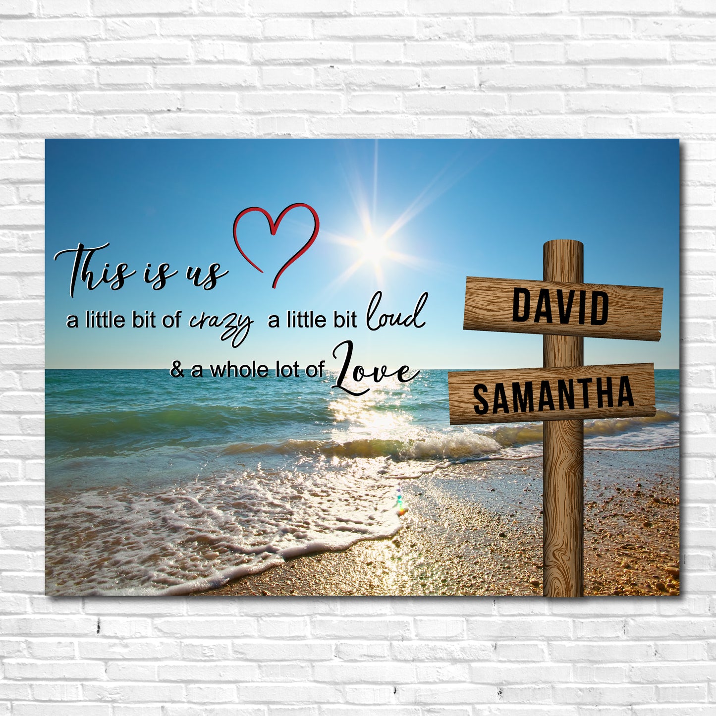 A4 (12" x 8") - Personalised Name Beach Sign Intersection Canvas