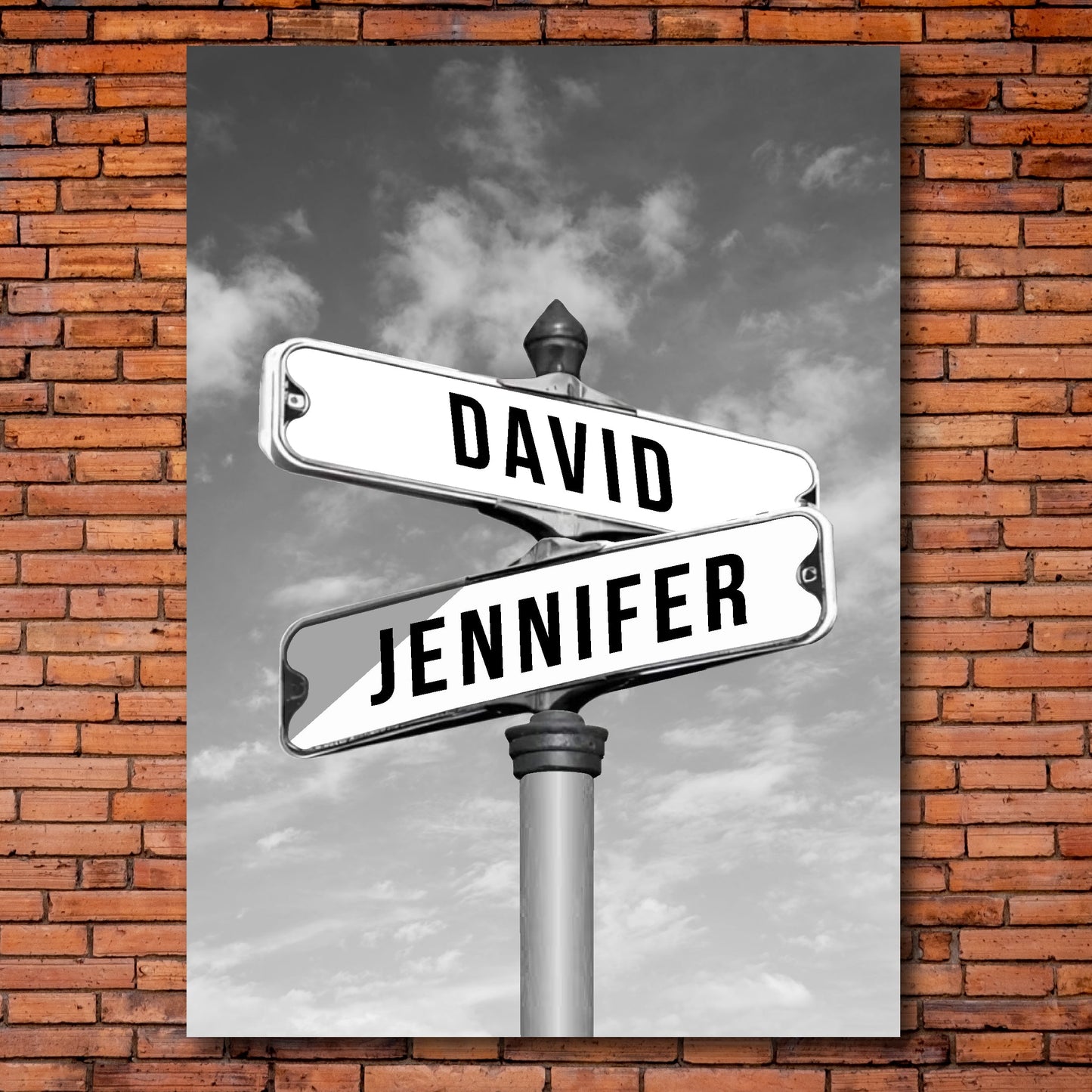 A3 (16" x 12") - Personalised Name Street Sign Intersection Canvas