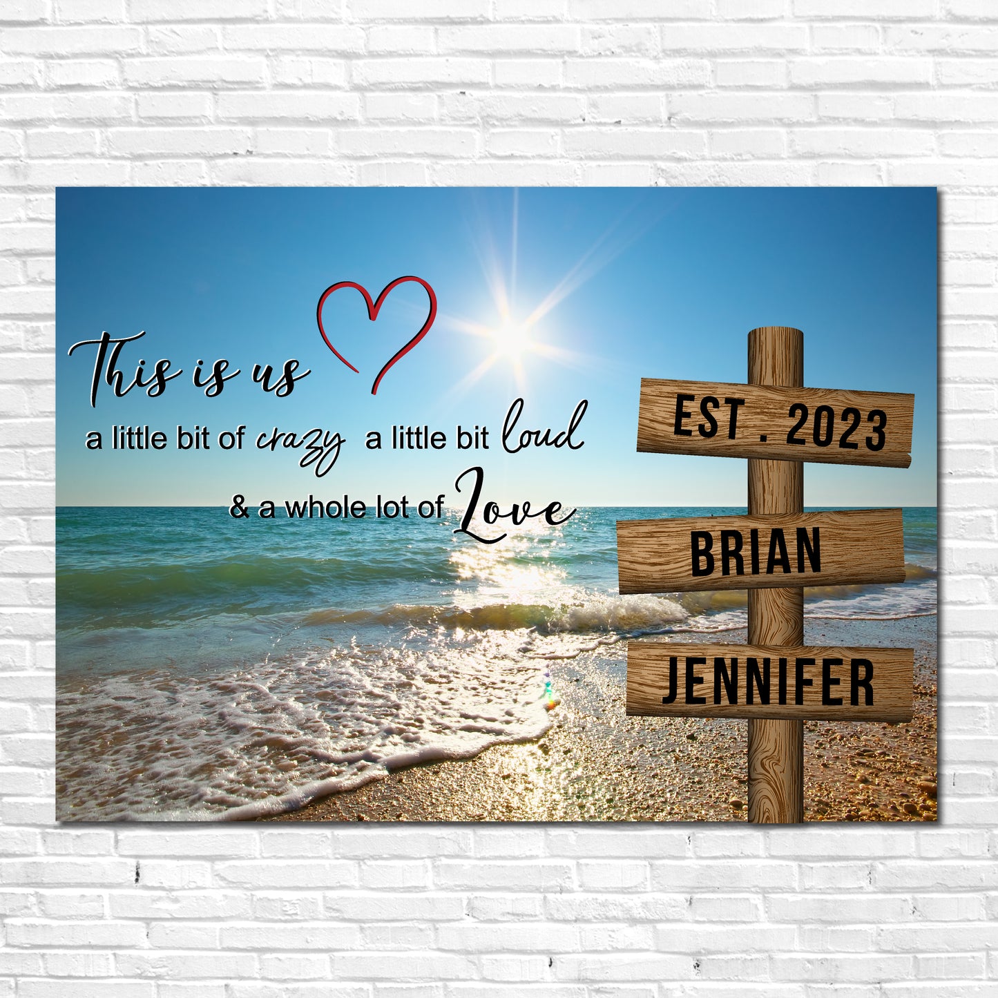 A4 (12" x 8") - Personalised Name Beach Sign Intersection Canvas