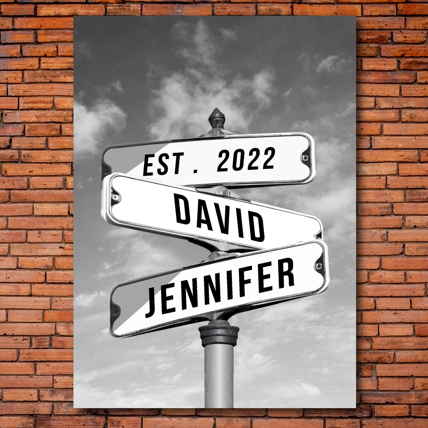 A2 (20" x 16") - Personalised Name Street Sign Intersection Canvas