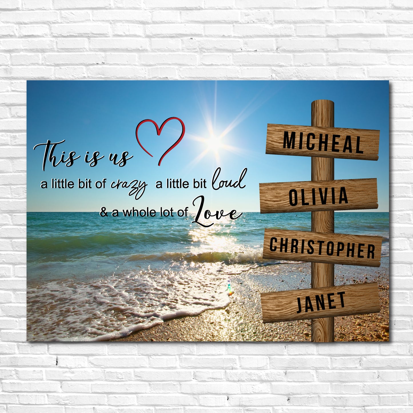 A4 (12" x 8") - Personalised Name Beach Sign Intersection Canvas