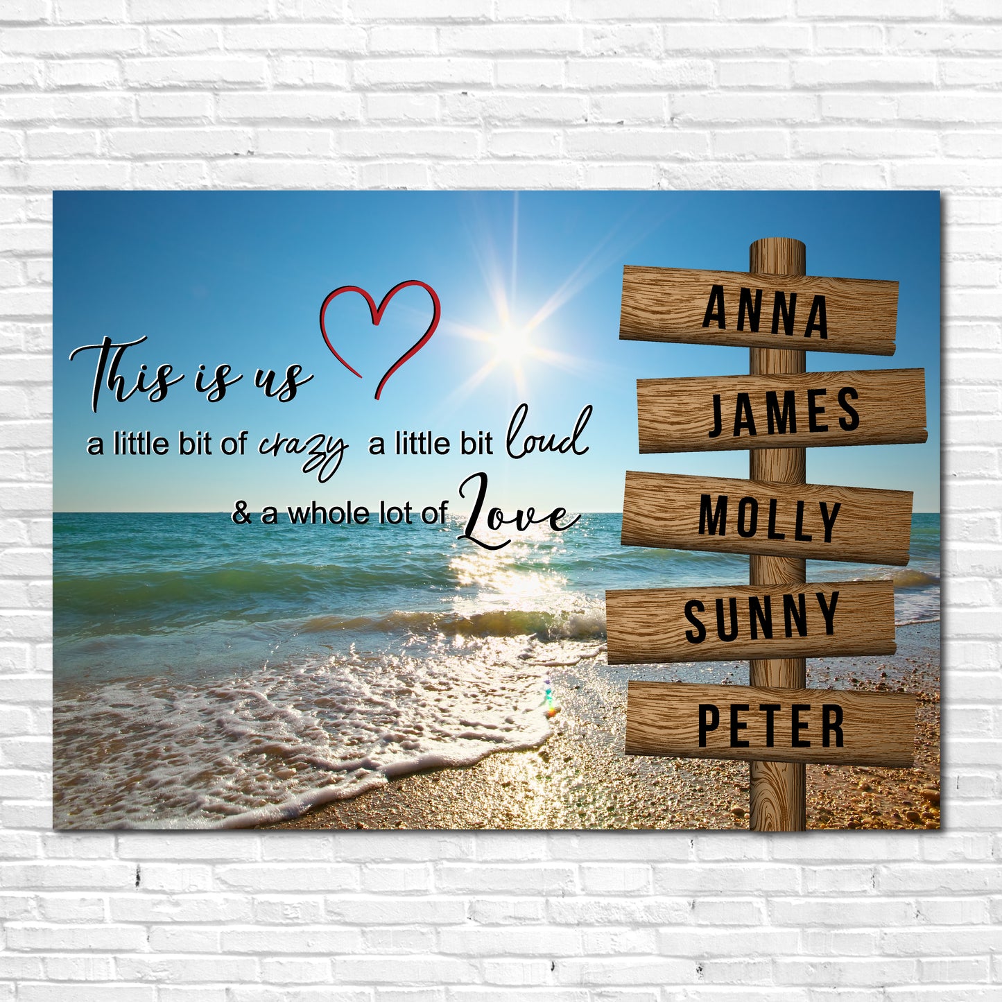 A4 (12" x 8") - Personalised Name Beach Sign Intersection Canvas