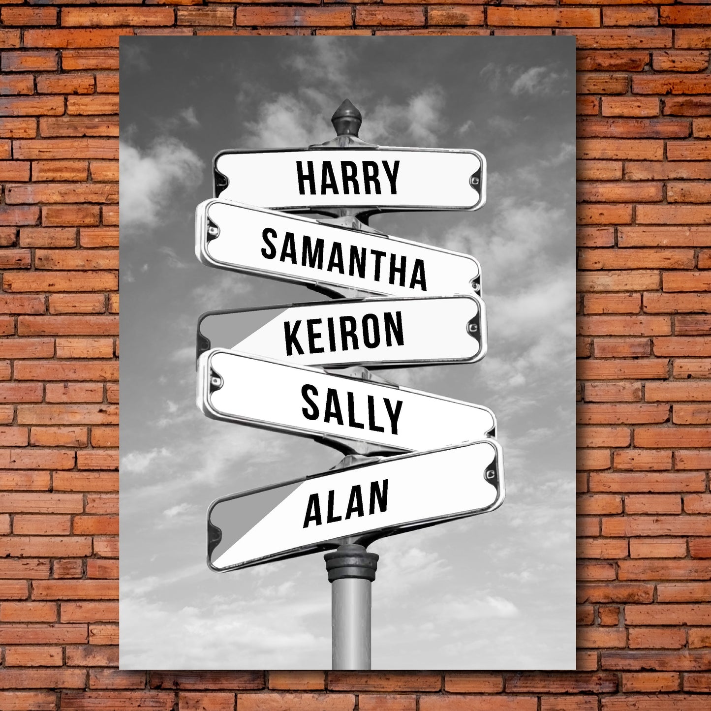 A3 (16" x 12") - Personalised Name Street Sign Intersection Canvas