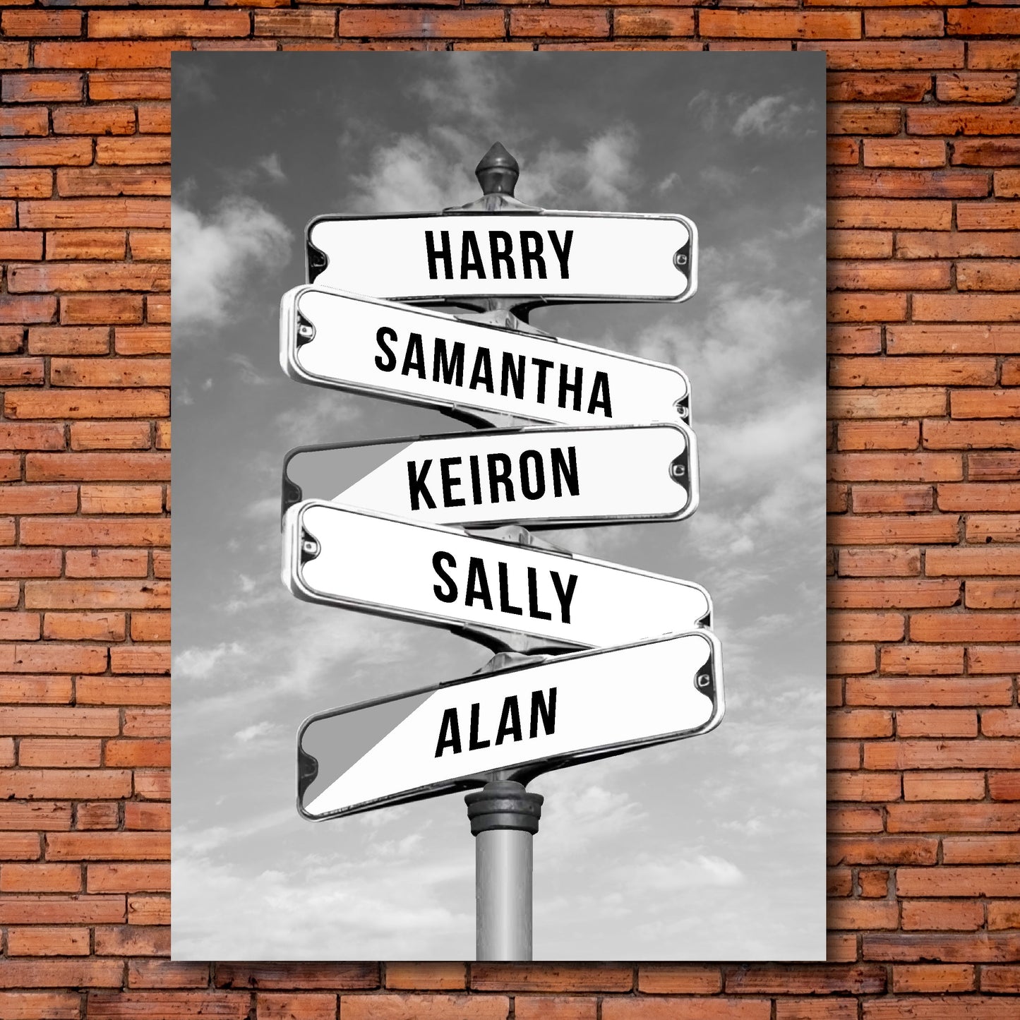 A2 (20" x 16") - Personalised Name Street Sign Intersection Canvas