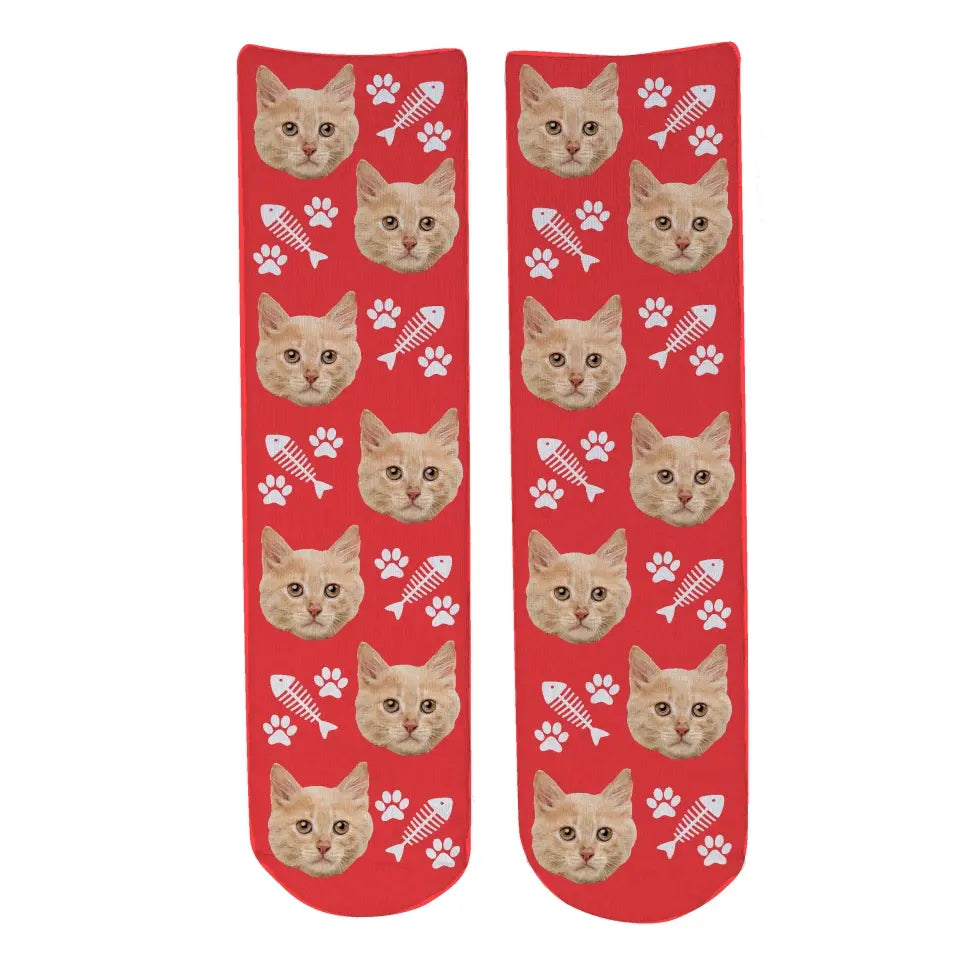 Personalised Face Socks - Pet Red (CPawPattern)