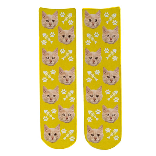 Personalised Face Socks - Pet Yellow (CPawPattern)