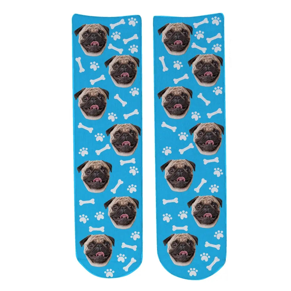 Personalised Face Socks - Pet Light Blue (DBonePattern)