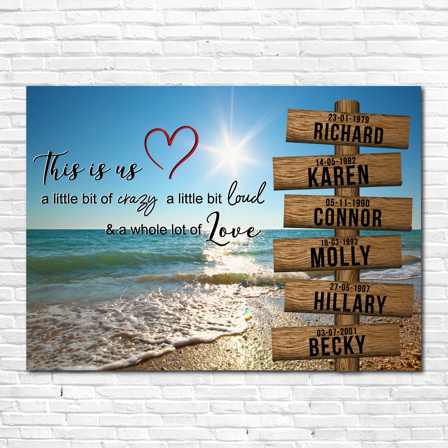 A4 (12" x 8") - Personalised Name Beach Sign Intersection Canvas