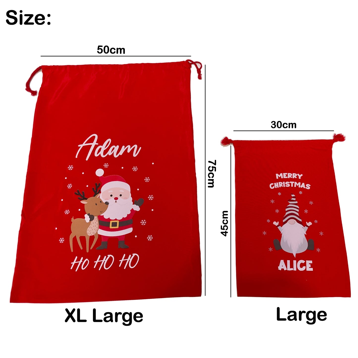 Personalised Red Christmas Santa Sack - Santa (SnowFLK)