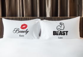 Personalised Mr & Mrs Pillowcase - Beauty & Beast