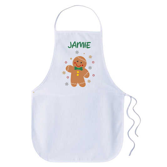 Children Christmas Personalised Name Apron - Gingerbread Man