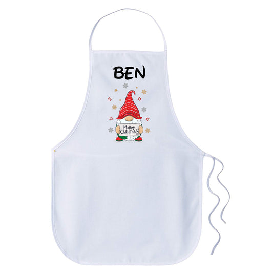 Children Christmas Personalised Name Apron - Gnome (MCSIGN_Flake)