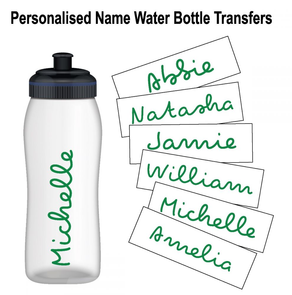 Personalised Name Water Bottle Sticker Transfer (3 Pack) - Dark Green