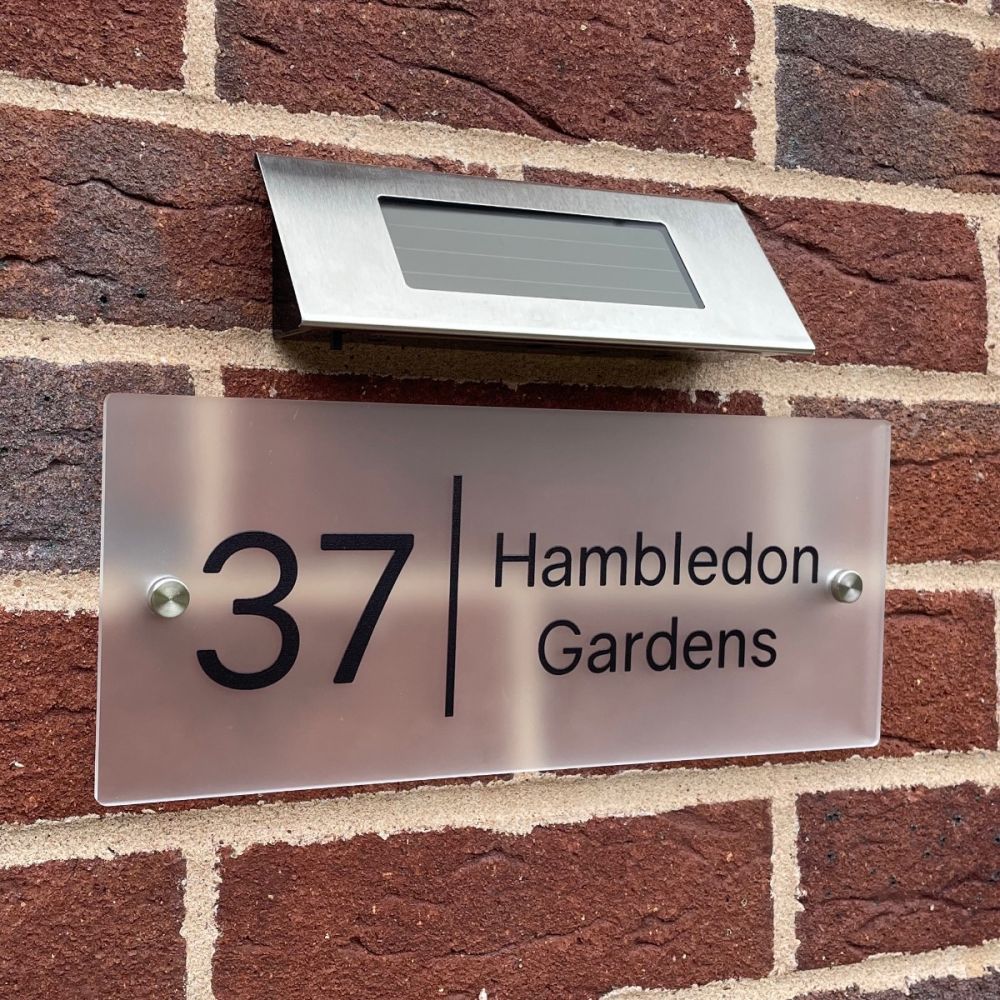 Personalised Premium Rectangular Frosted Effect Door Sign with Solar Light - SPL33#