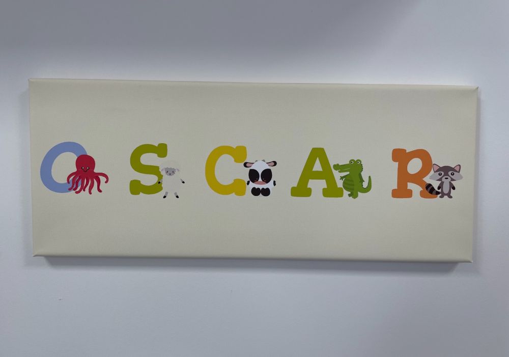 Kids Personalised Letter Name Canvas - Ivory