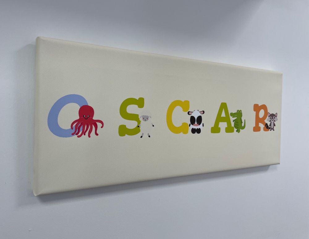 Kids Personalised Letter Name Canvas - Ivory