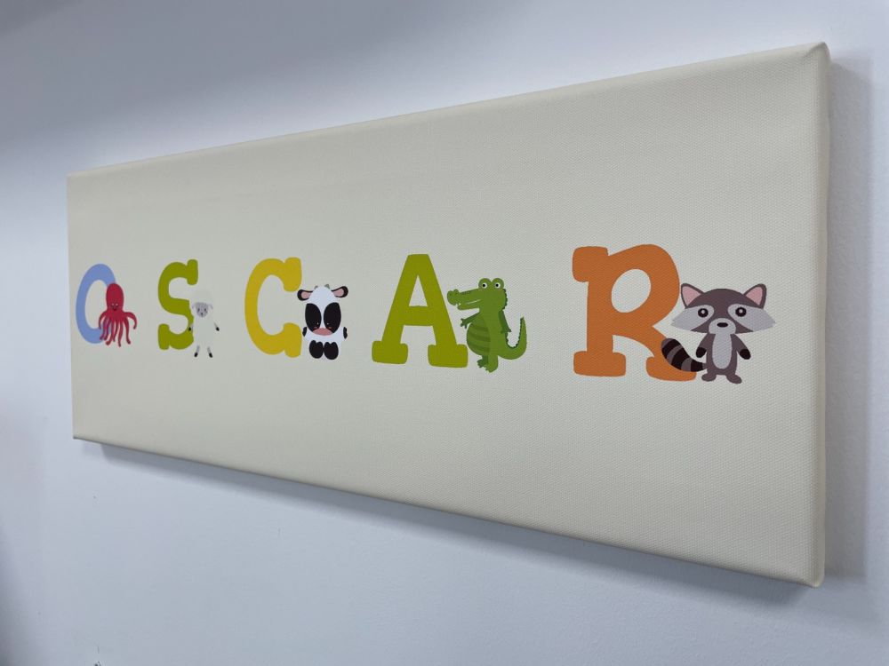 Kids Personalised Letter Name Canvas - Ivory