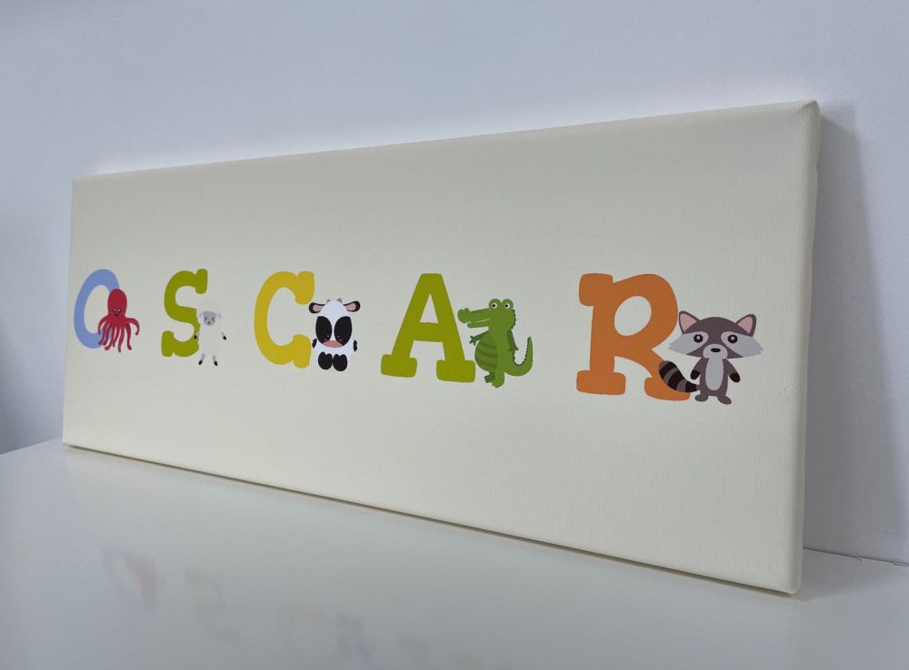 Kids Personalised Letter Name Canvas - Ivory