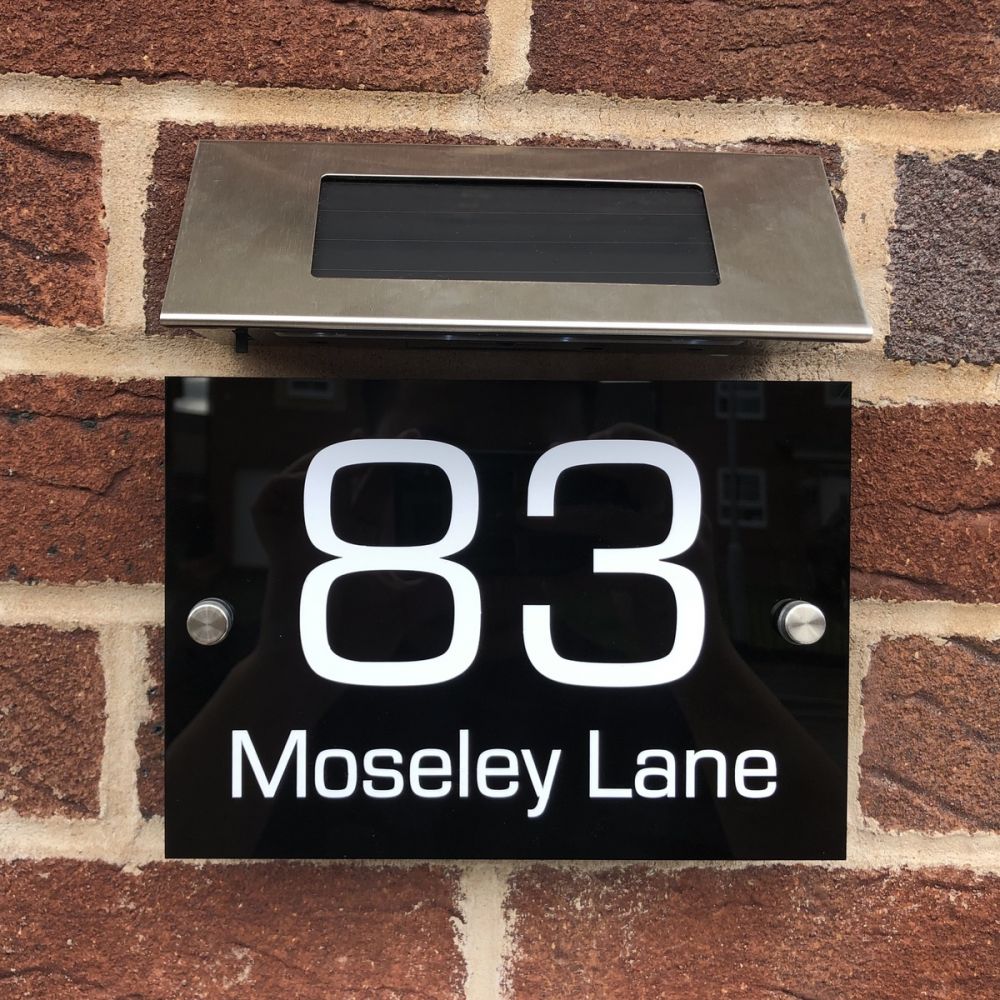 Personalised Acrylic Door Sign - Rectangle Shape (L1) with Solar Light