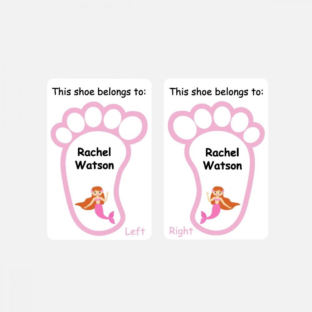 5 Pairs of Personalised Iron-on Name Shoe Labels - Mermaid
