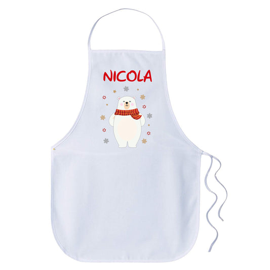 Children Christmas Personalised Name Apron - Polar Bear