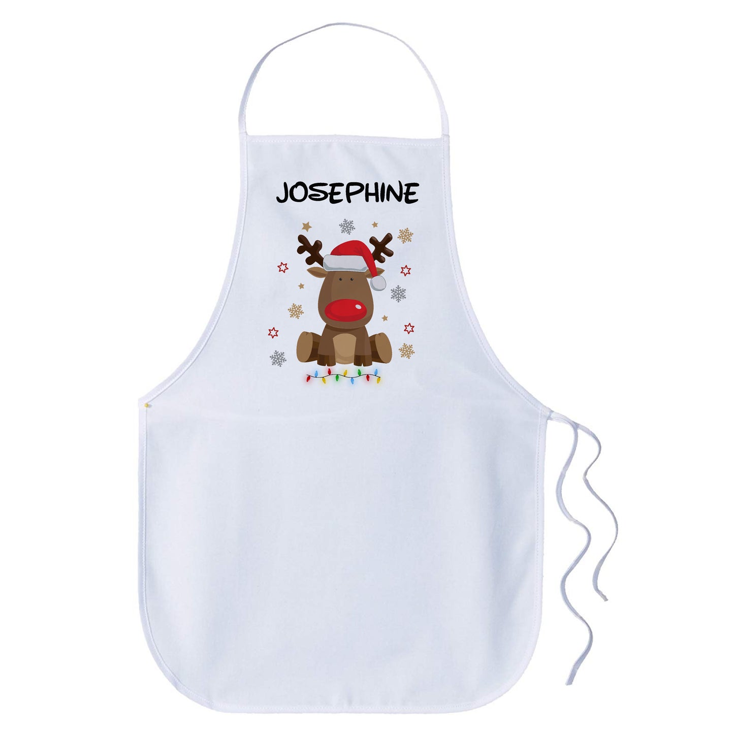 Children Christmas Personalised Name Apron - Reindeer (SF_BG01BK)