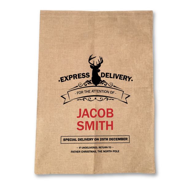 Personalised Christmas Hessian Sack - Express Delivery (xsack2)