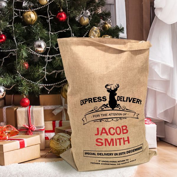 Personalised Christmas Hessian Sack - Express Delivery (xsack2)