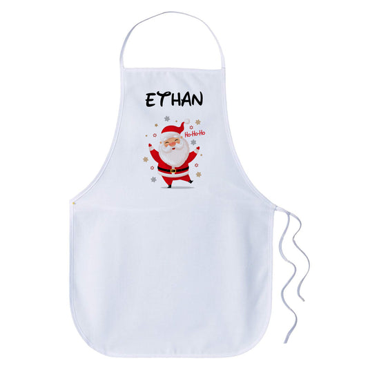 Children Christmas Personalised Name Apron - Santa Claus (HO_BK)