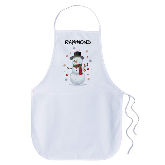 Children Christmas Personalised Name Apron - Snowman