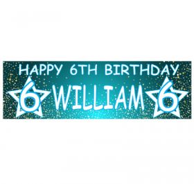 Giant Personalised Birthday Banner - Stars Blue